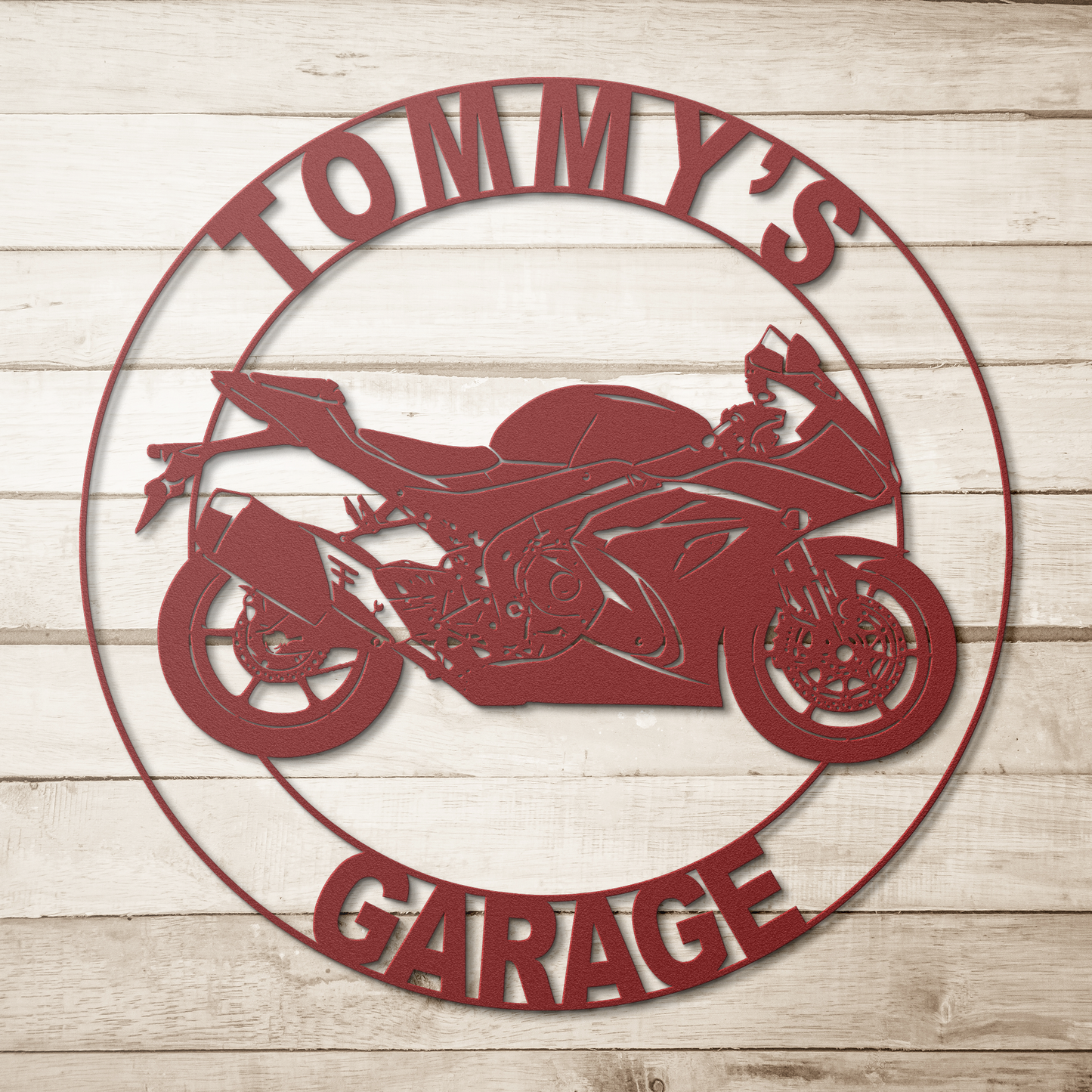 Sport bike metal wall decor powder coated steel GSXR sign