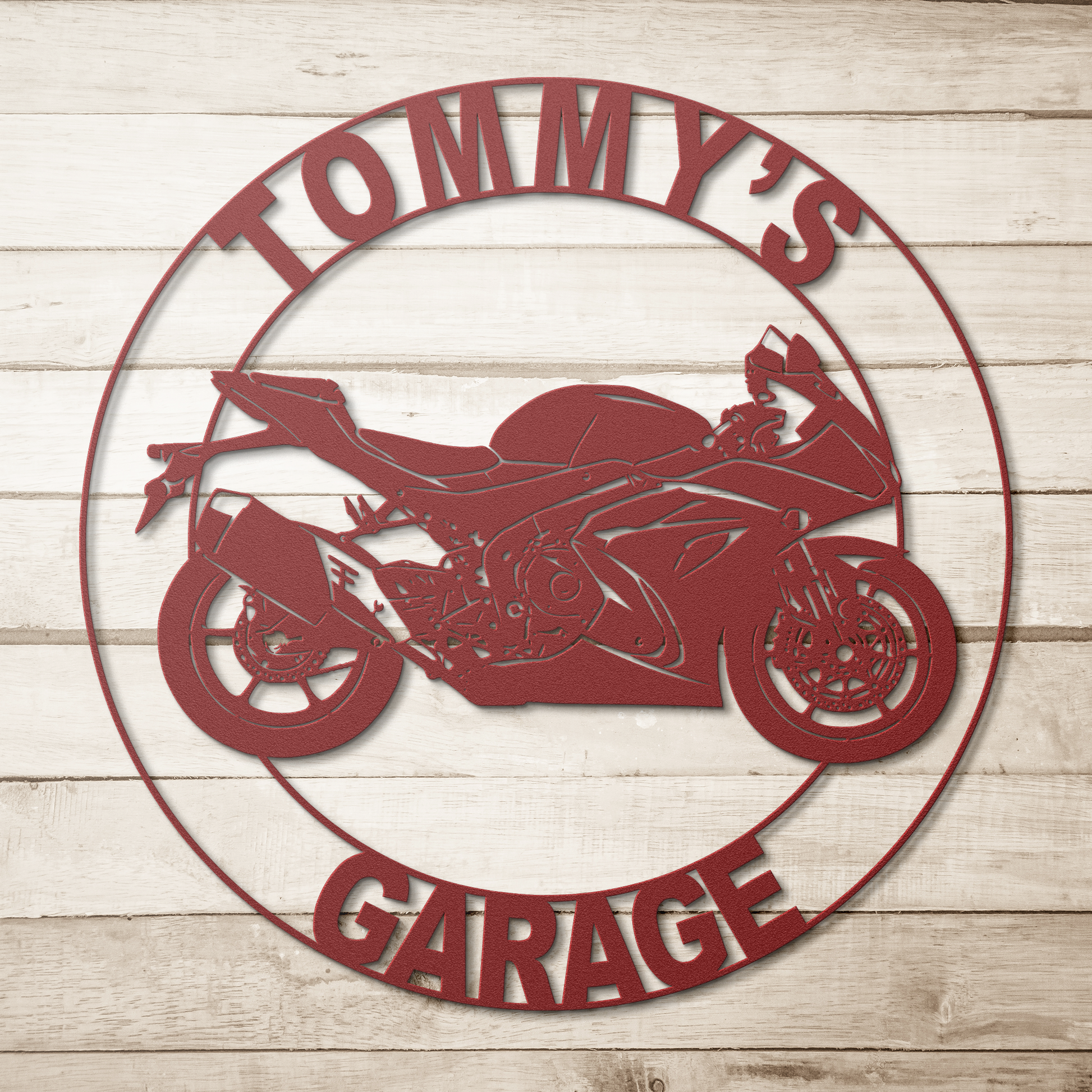 Sport bike metal wall decor powder coated steel GSXR sign