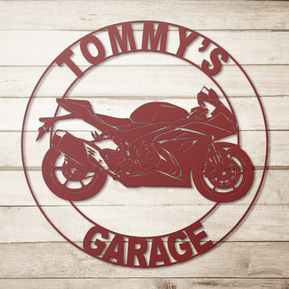 Sport bike metal wall decor powder coated steel GSXR sign