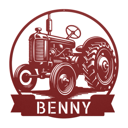 Farmhouse metal wall art with tractor