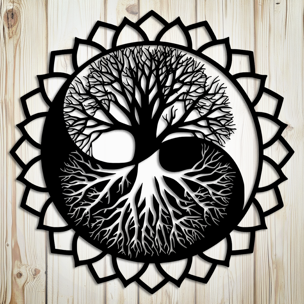 Tree of Life Yin Yang metal art
