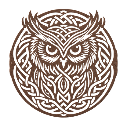 Unique tribal owl Celtic knot metal wall artwork