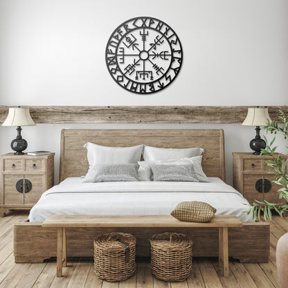 VEGVISIR RUNE Metal Sign | Viking Compass Norse Wall Art