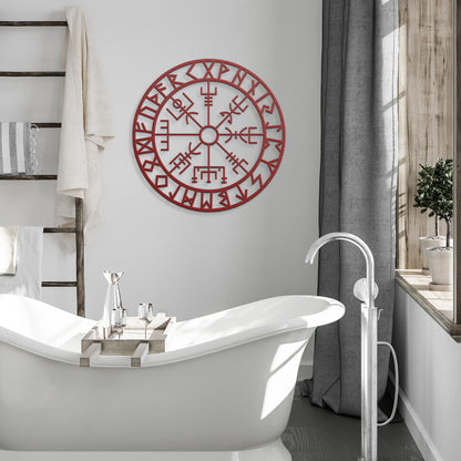 VEGVISIR RUNE Metal Sign | Viking Compass Norse Wall Art