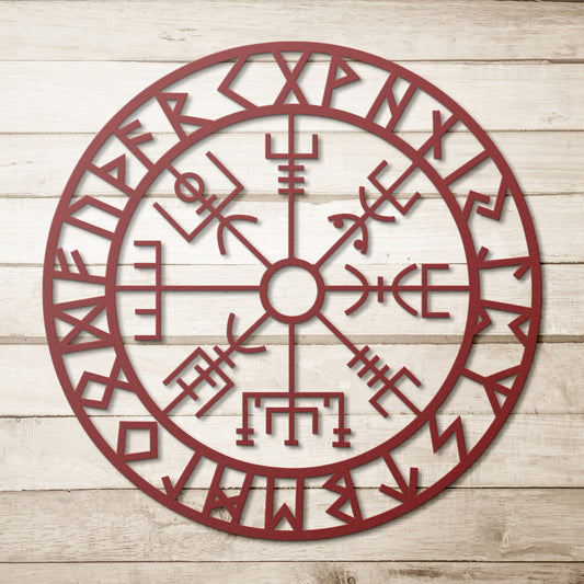 VEGVISIR RUNE Metal Sign | Viking Compass Norse Wall Art