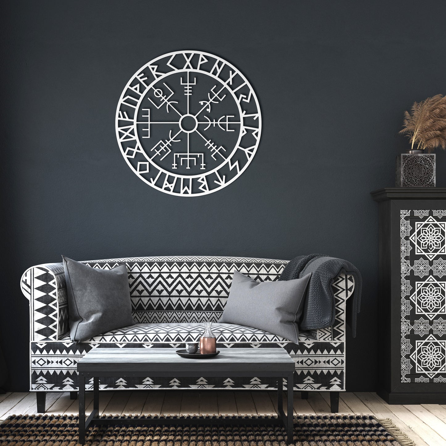 VEGVISIR RUNE Metal Sign | Viking Compass Norse Wall Art