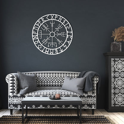 VEGVISIR RUNE Metal Sign | Viking Compass Norse Wall Art