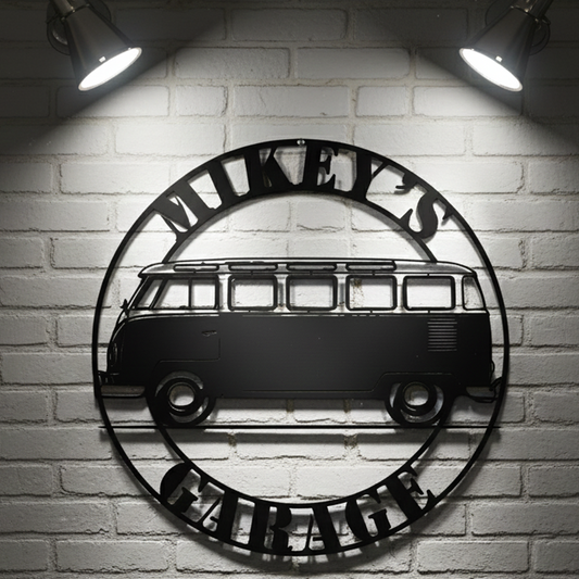 vintage vw micro bus metal wall art