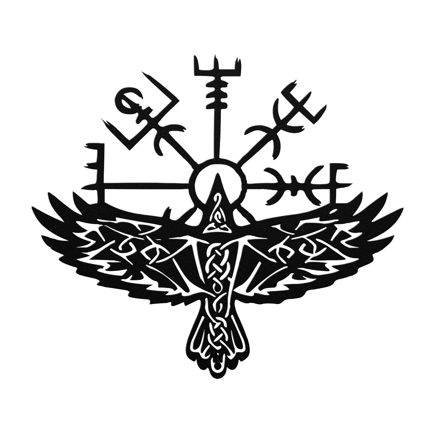 Nordic Vegvisir raven rune wall hanging