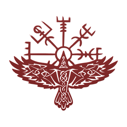 Odin’s raven compass powder-coated steel sign

