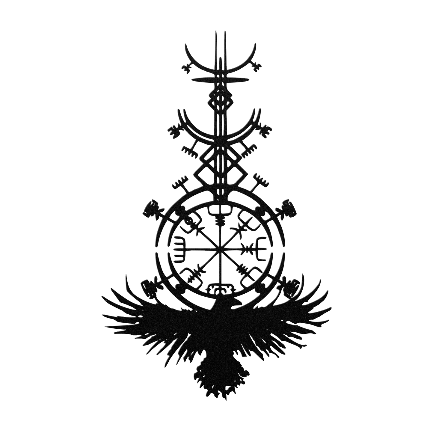Powder-coated Norse compass symbol sign
