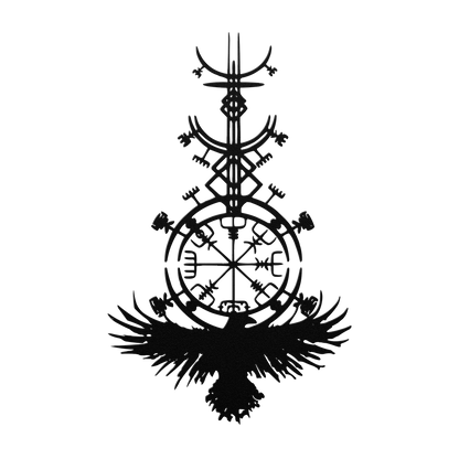 Powder-coated Norse compass symbol sign
