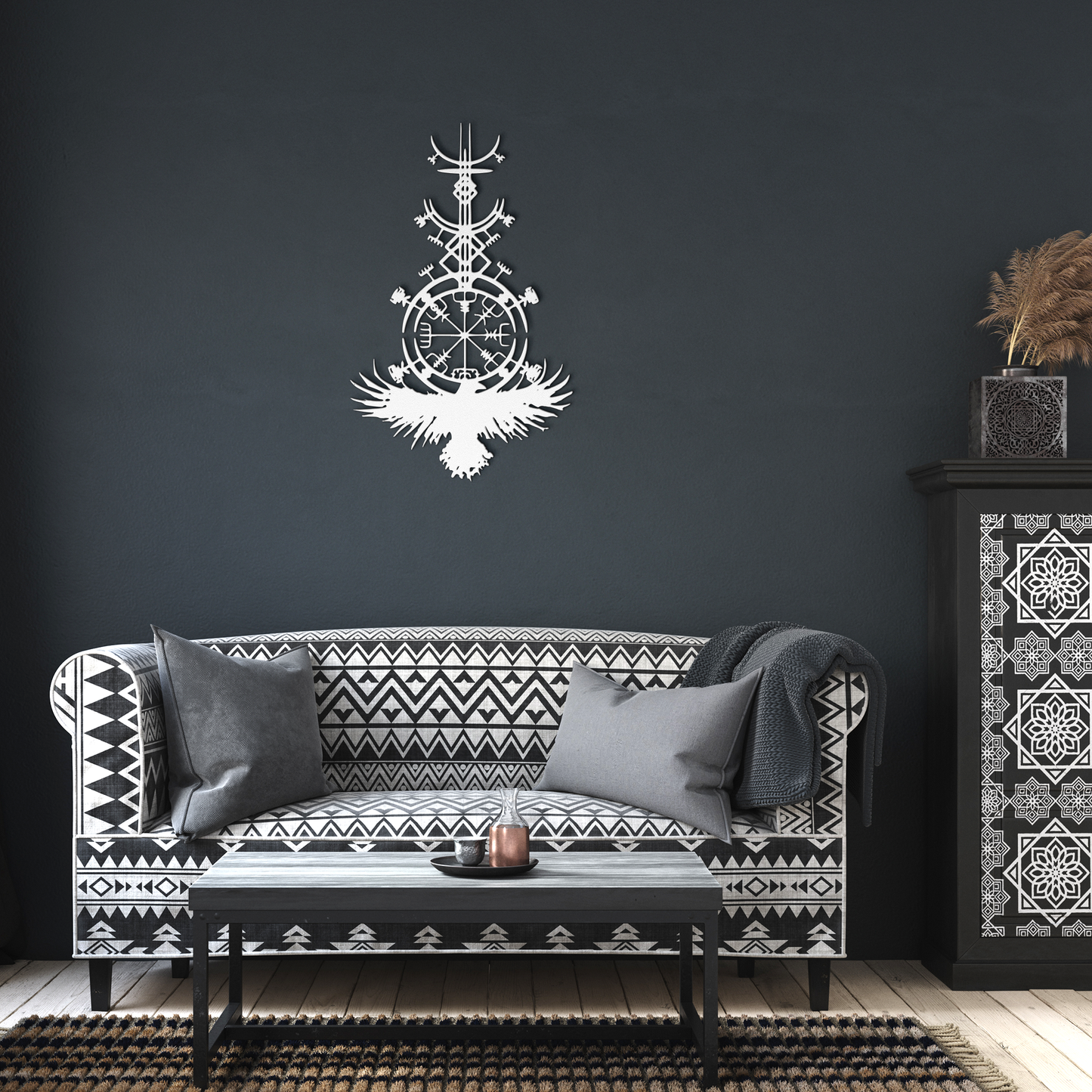 Viking_Compass__Raven_Metal_Sign__No_White_Dark_Living_Room_Mockup.png