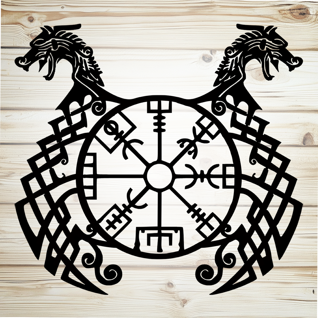 Viking runic compass metal sign