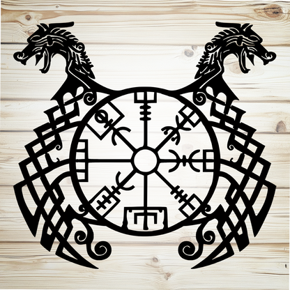 Viking runic compass metal sign