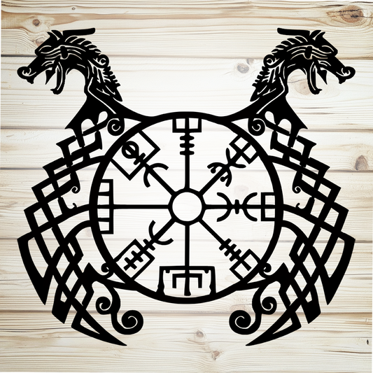 Viking runic compass metal sign