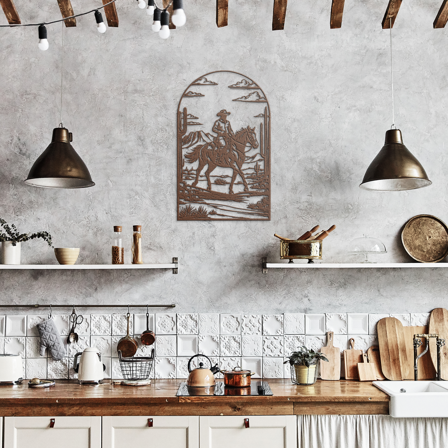 retro western cowboy metal sign