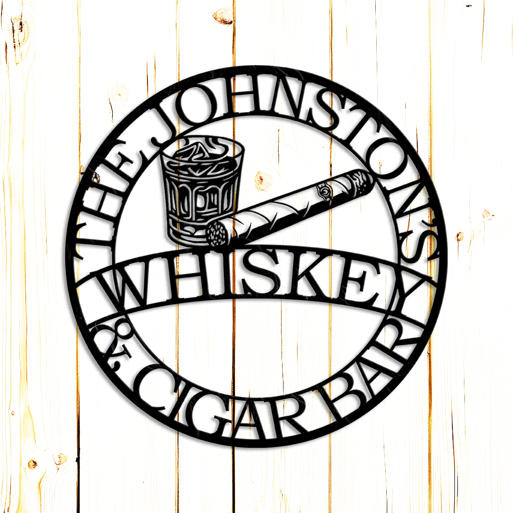 Whiskey and cigar bar sign