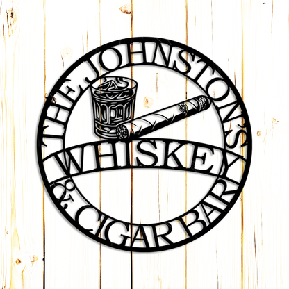 Whiskey and cigar bar sign