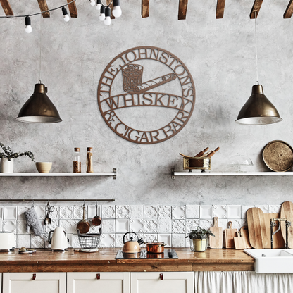 Whiskey_and_Cigar_Bar_Metal_Sign__Cus_Copper_Rustic_Kitchen_Mockup.png