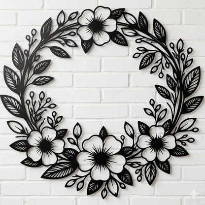 metal wildflower wreath wall art for garden decor