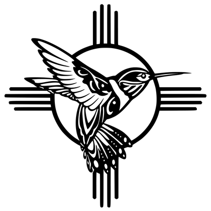 Southwest Hummingbird Native American Style Metal Sign