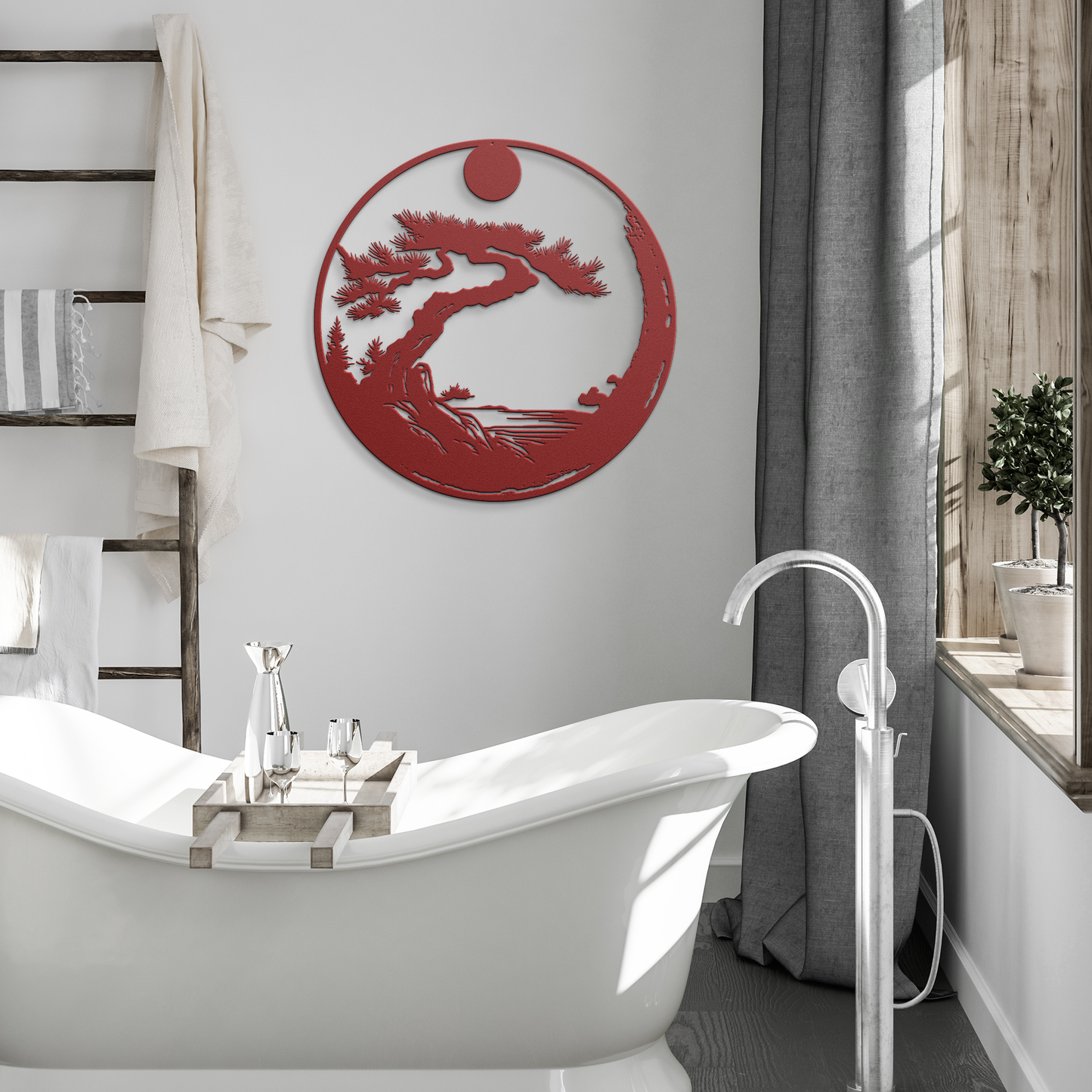 Zen_Enso_Circle_Metal_Wall_Art__Japan_Red_Modern_Bathroom_Mockup.png