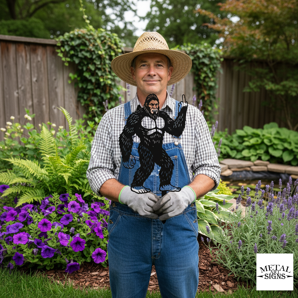 funny sasquatch steel stake for yard or lawn