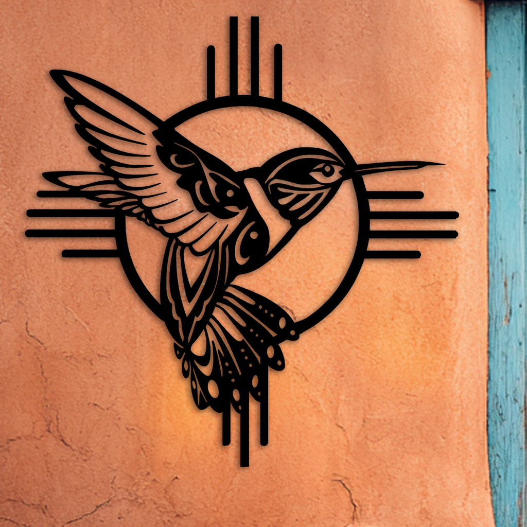 Native hummingbird metal wall art