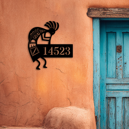 Kokopelli metal address sign