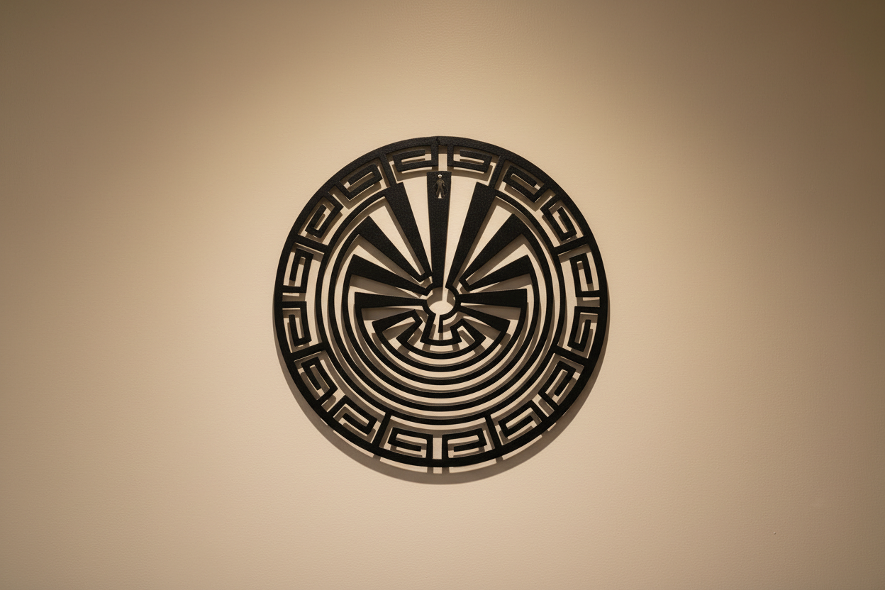 Man in maze metal sign Native American Art