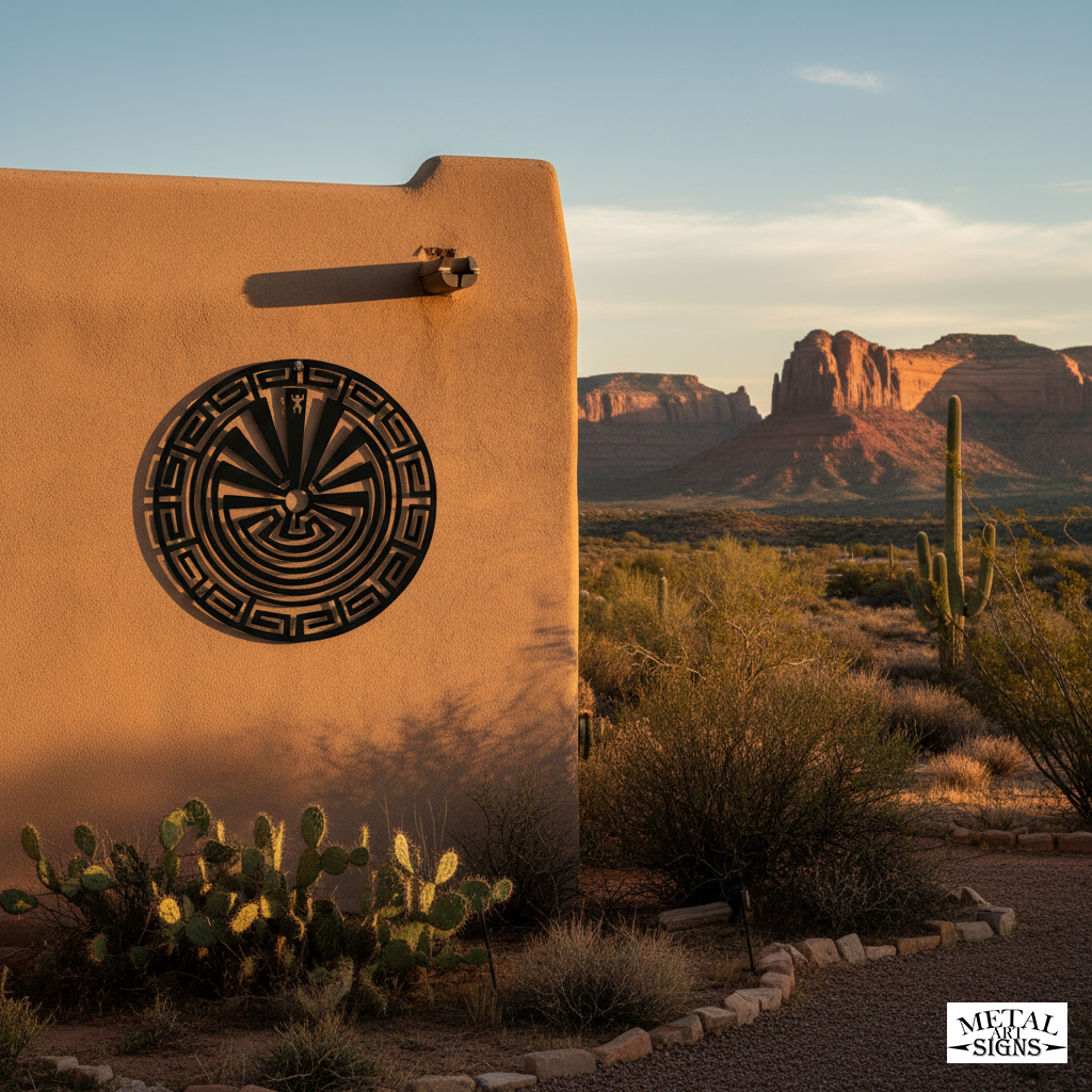 Man in the maze metal At Adobe wal