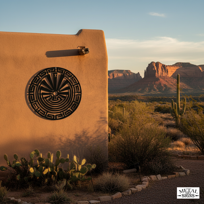 Man in the maze metal At Adobe wal