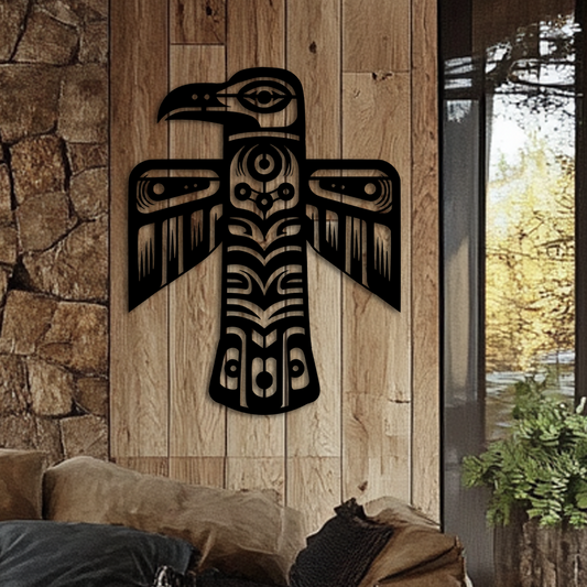 Native American Art Raven Totem Pole 