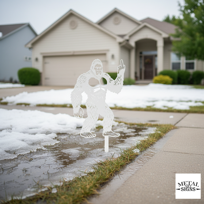 bigfoot middle finger metal art outdoor decoration